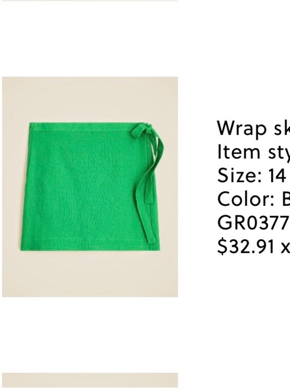 J. Crew Bright Green Wrap Mini Skirt